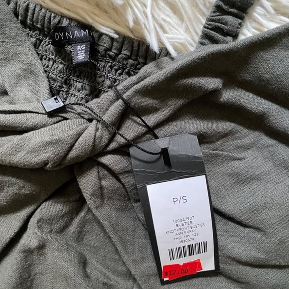 Brand New Grey Dynamite Linen Knot Front Bustier Crop Top Small - Picture 4 of 4